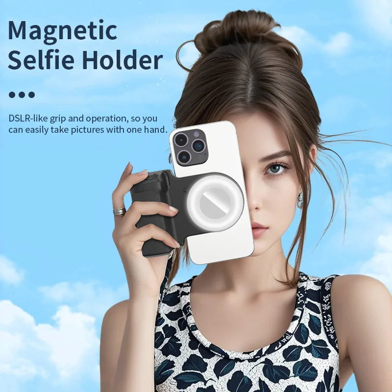 Magnetic Selfie Light Smartphone Camera Handle Grip Iphone Universal Bluetooth with LED Fill Light Stand Photography Accessories