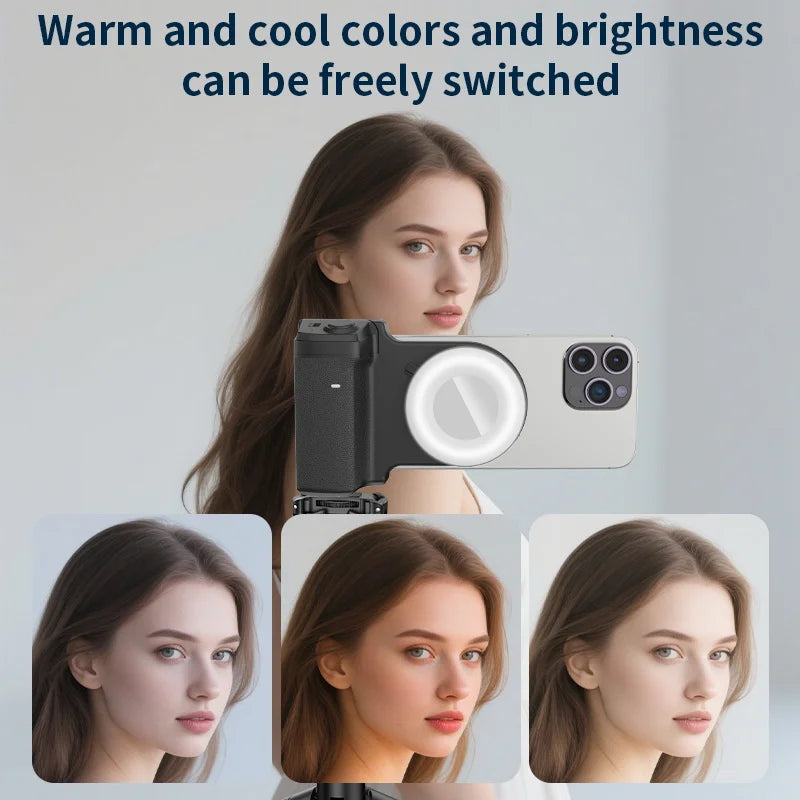 Magnetic Selfie Light Smartphone Camera Handle Grip Iphone Universal Bluetooth with LED Fill Light Stand Photography Accessories