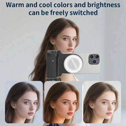 Magnetic Selfie Light Smartphone Camera Handle Grip Iphone Universal Bluetooth with LED Fill Light Stand Photography Accessories